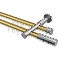 Vorhangstange mit Innenlauf Messing-Optik / Chrom, zweiläufig Aluminium / Metall 20 mm Ø Prestige Elanto