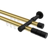 Gardinenstange mit Innenlauf Messing-Optik / Schwarz, doppelläufig Aluminium / Metall 20 mm Ø Prestige Elanto
