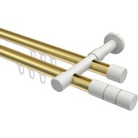 Innenlauf-Gardinenstange Messing-Optik / Weiß, 2-läufig Aluminium / Metall 20 mm Ø Prestige Elanto