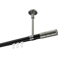 Vorhangstange mit Innenlauf (Deckenanbringung) Schwarz / Edelstahl-Optik, Aluminium / Metall 20 mm Ø Sonette Elanto