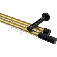 Gardinenstange mit Innenlauf Messing-Optik / Schwarz, Aluminium / Metall 20 mm Ø Siteno Elanto, zweiläufig