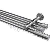 Innenlauf-Gardinenstange Chrom, Aluminium / Metall 20 mm Ø Siteno Elanto, 3-läufig