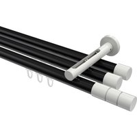 Gardinenstange mit Innenlauf Schwarz / Weiß, Aluminium / Metall 20 mm Ø Siteno Elanto, dreiläufig
