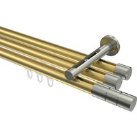 Vorhangstange mit Innenlauf Messing-Optik / Edelstahl-Optik, Aluminium / Metall 20 mm Ø Siteno Elanto, 3-läufig