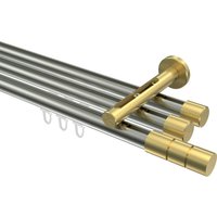Vorhangstange mit Innenlauf Edelstahl-Optik / Messing-Optik, Aluminium / Metall 20 mm Ø Siteno Elanto, dreiläufig