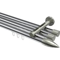 Innenlauf-Gardinenstange Chrom / Edelstahl-Optik, Aluminium / Metall 20 mm Ø Siteno Samanto, 3-läufig