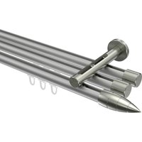 Innenlauf-Vorhangstange Silbergrau / Edelstahl-Optik, Aluminium / Metall 20 mm Ø Siteno Samanto, dreiläufig