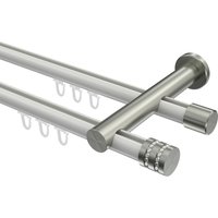 Innenlauf-Vorhangstange Weiß / Edelstahl-Optik, Metall 20 mm Ø Platon Estana, 2-läufig