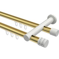 Innenlaufstange Messing-Optik / Weiß, doppelläufig Aluminium / Metall 20 mm Ø Platon Estana