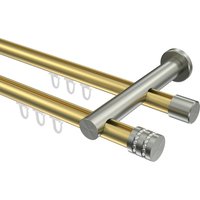 Innenlauf-Gardinenstangen Messing-Optik / Edelstahl-Optik 20 mm Ø Platon Estana, 2-läufig