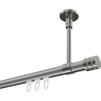 Gardinenstange mit Innenlauf (Deckenbefestigung) Silbergrau / Edelstahl-Optik, Aluminium / Metall 20 mm Ø Sonette Estana