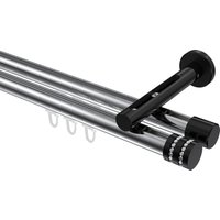 Innenlaufstange Chrom / Schwarz, Aluminium / Metall 20 mm Ø Siteno Estana, 2-läufig