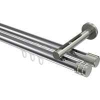 Innenlauf-Vorhangstange Chrom / Edelstahl-Optik, Aluminium / Metall 20 mm Ø Siteno Estana, doppelläufig
