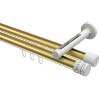 Vorhangstange mit Innenlauf Messing-Optik / Weiß, Aluminium / Metall 20 mm Ø Siteno Estana, zweiläufig
