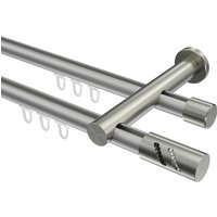 Innenlauf-Vorhangstange Silbergrau / Edelstahl-Optik, zweiläufig Aluminium / Metall 20 mm Ø Platon Zoena