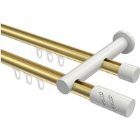 Vorhangstange mit Innenlauf Messing-Optik / Weiß, 2-läufig Aluminium / Metall 20 mm Ø Platon Zoena