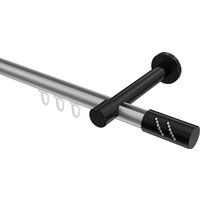 Innenlauf-Gardinenstangen Silbergrau / Schwarz, Aluminium / Metall 20 mm Ø Prestige Zoena