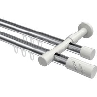 Innenlauf-Vorhangstangen Chrom / Weiß, Metall 20 mm Ø Prestige Zoena, doppelläufig