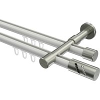 Innenlauf-Vorhangstangen Weiß / Edelstahl-Optik, Metall 20 mm Ø Prestige Zoena, zweiläufig