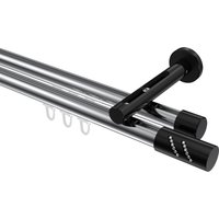 Vorhangstange mit Innenlauf Chrom / Schwarz, Aluminium / Metall 20 mm Ø Siteno Zoena, 2-läufig