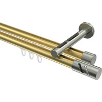 Innenlauf-Vorhangstange Messing-Optik / Edelstahl-Optik, Aluminium / Metall 20 mm Ø Siteno Zoena, doppelläufig