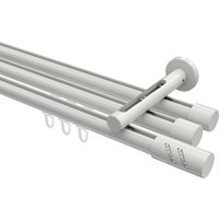 Innenlauf-Gardinenstange Weiß, Aluminium / Metall 20 mm Ø Siteno Zoena, 3-läufig