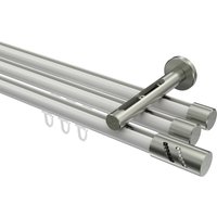 Gardinenstange mit Innenlauf Weiß / Edelstahl-Optik, Aluminium / Metall 20 mm Ø Siteno Zoena, 3-läufig