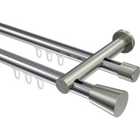 Gardinenstange mit Innenlauf Chrom / Edelstahl-Optik, 2-läufig Aluminium / Metall 20 mm Ø Platon Sitra