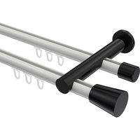 Innenlauf-Vorhangstangen Weiß / Schwarz, Metall 20 mm Ø Platon Sitra, 2-läufig