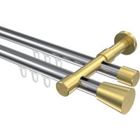 Innenlauf-Gardinenstange Chrom / Messing-Optik, 2-läufig Aluminium / Metall 20 mm Ø Prestige Sitra