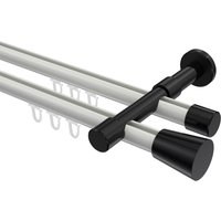 Innenlauf-Vorhangstange Weiß / Schwarz, Metall 20 mm Ø Prestige Sitra, 2-läufig