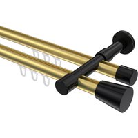 Vorhangstange mit Innenlauf Messing-Optik / Schwarz, doppelläufig Aluminium / Metall 20 mm Ø Prestige Sitra