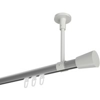 Vorhangstange mit Innenlauf (Deckenanbringung) Silbergrau / Weiß, Aluminium / Metall 20 mm Ø Sonette Sitra