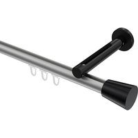 Innenlauf-Vorhangstange Silbergrau / Schwarz, Aluminium / Metall 20 mm Ø Siteno Sitra