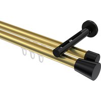 Vorhangstange mit Innenlauf Messing-Optik / Schwarz, Aluminium / Metall 20 mm Ø Siteno Sitra, zweiläufig