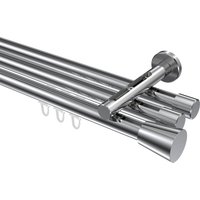 Gardinenstange mit Innenlauf Chrom, Aluminium / Metall 20 mm Ø Siteno Sitra, 3-läufig