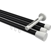Vorhangstange mit Innenlauf Schwarz / Weiß, Aluminium / Metall 20 mm Ø Siteno Sitra, dreiläufig