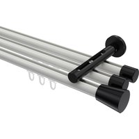 Vorhangstange mit Innenlauf Weiß / Schwarz, Aluminium / Metall 20 mm Ø Siteno Sitra, 3-läufig