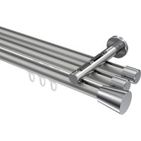 Gardinenstange mit Innenlauf Silbergrau / Chrom, Aluminium / Metall 20 mm Ø Siteno Sitra, dreiläufig