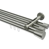 Gardinenstange mit Innenlauf Edelstahl-Optik, Aluminium / Metall 20 mm Ø Siteno Sitra, dreiläufig