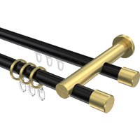 Rohr-Innenlauf-Vorhangstange Schwarz / Messing-Optik, doppelläufig Aluminium / Metall 20 mm Ø Platon Santo