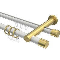 Rohr-Innenlaufstange Weiß / Messing-Optik, 2-läufig Aluminium / Metall 20 mm Ø Platon Santo