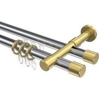 Rohr-Innenlauf-Gardinenstange Chrom / Messing-Optik, doppelläufig Aluminium / Metall 20 mm Ø Prestige Santo