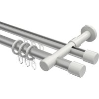 Rundrohr-Innenlauf-Gardinenstange Silbergrau / Weiß, Aluminium / Metall 20 mm Ø Prestige Santo