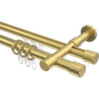 Gardinenstange mit Innenlauf-Rundrohr Messing-Optik 20 mm Ø Prestige Santo, doppelläufig