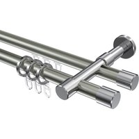 Rohr-Innenlauf-Gardinenstange Edelstahl-Optik / Chrom, 2-läufig Aluminium / Metall 20 mm Ø Prestige Santo