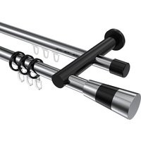 Rundrohr-Innenlaufstange Chrom / Schwarz, Aluminium / Metall 20 mm Ø Platon Tanara, 2-läufig