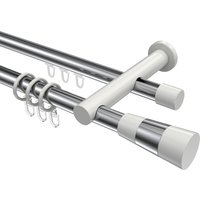 Rundrohr-Innenlaufstange Chrom / Weiß, Aluminium / Metall 20 mm Ø Platon Tanara, doppelläufig