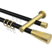 Vorhangstange mit Rohr / Innenlauf Schwarz / Messing-Optik, 2-läufig Aluminium / Metall 20 mm Ø Platon Tanara
