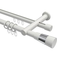 Rundrohr-Innenlauf-Gardinenstange Weiß, Aluminium / Metall 20 mm Ø Platon Tanara, 2-läufig